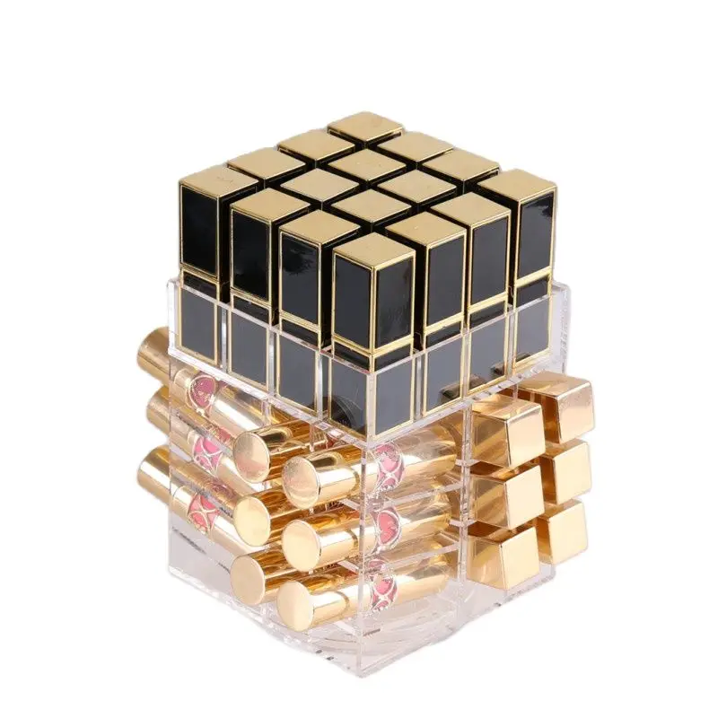 High Capacity Rotating Acrylic Makeup Organizer Storage Case Lipstick Holder Boxes Rotating Lip Gloss Organizer Display Boxes