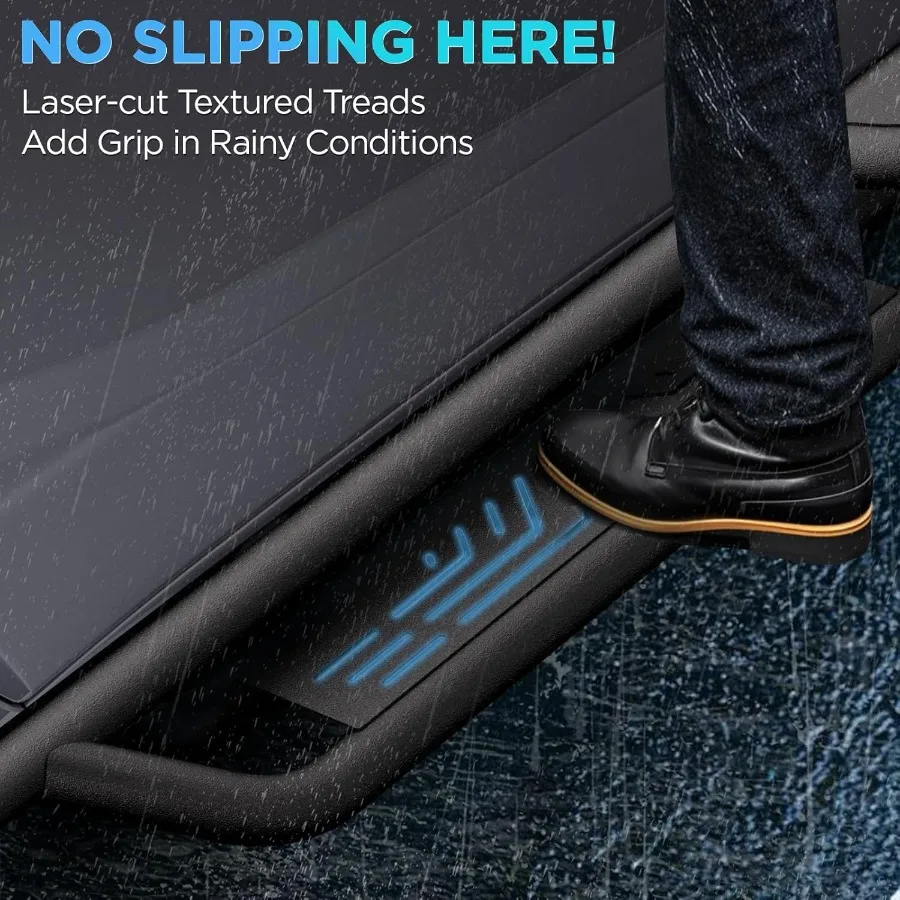 6 لوحات تشغيل لـ 20092014 Ford F150 Super Crew Cab أسود من الفولاذ الكربوني خطوات جانبية قضبان Nerf مع تصميم متين و Ea #5