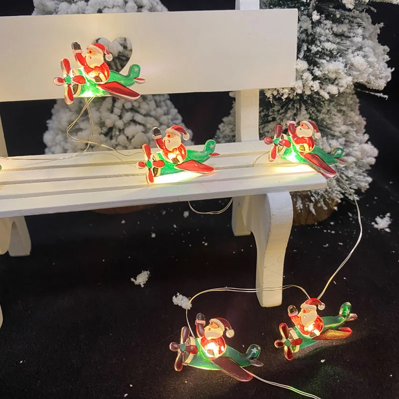 Grinalda iluminada por led com trenó de papai noel mix decorações de natal para casa enfeites de árvore de natal presentes de ano novo