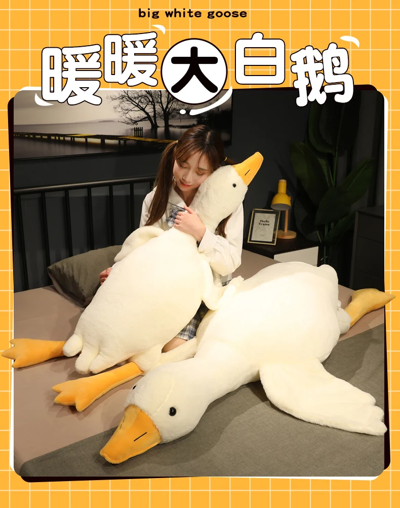 50-190cm Large Brown Hug Stuffed Animal Duck Kawaii Giant Goose Plush Toy Sleeping Pillow Big Soft Doll Party Gift for Boy Girls