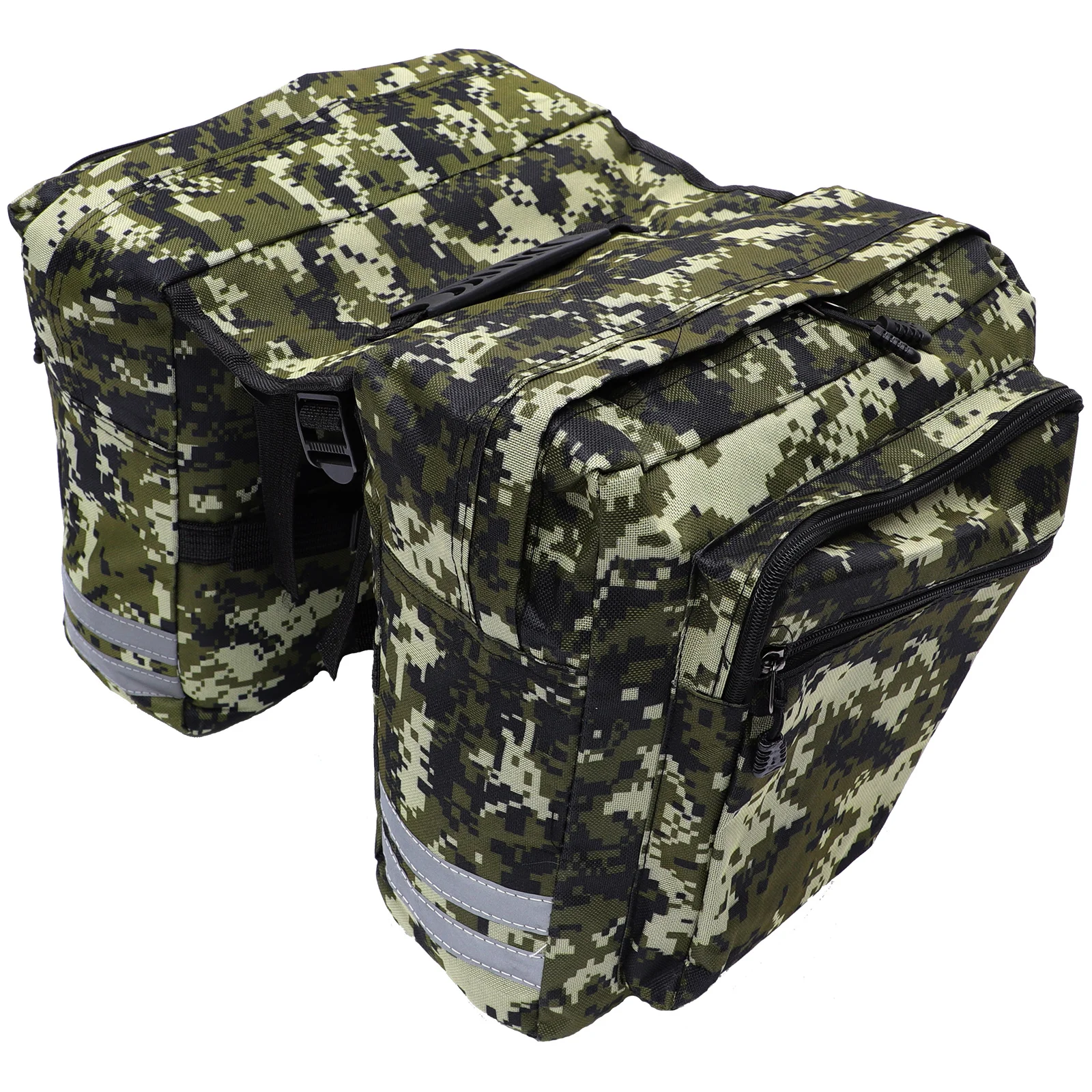 Water Resistant Lightweight Rear Seat Bag Camo Design with Two Bottle Pockets for Outdoor Cycling Adventure Gear