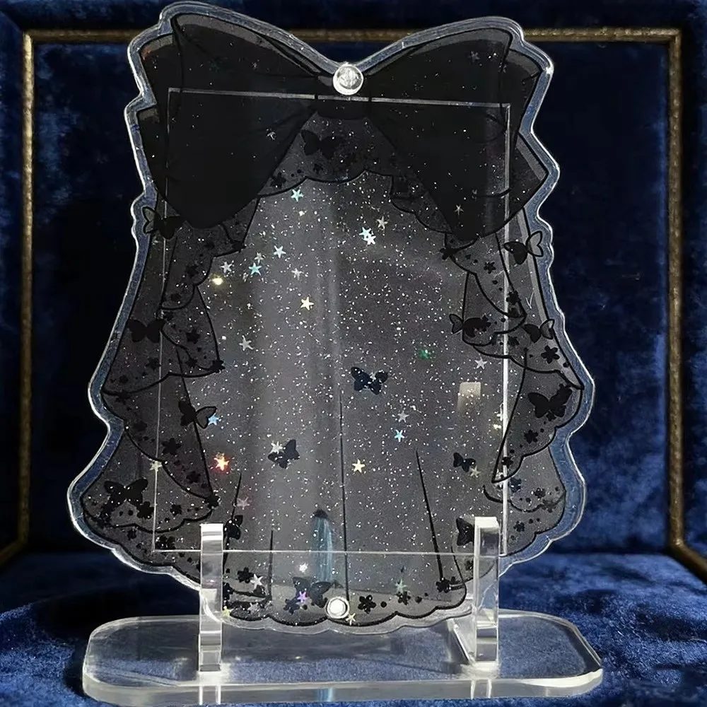 INS Acrylic Acrylic Photo Frame Bow 3 Inch Card Storage Card Holder Glitter Star Chasing Card for Idol Photo Card Storage