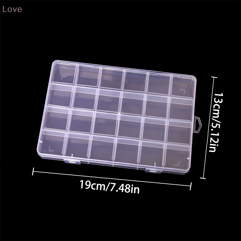 24 Slots Nail Decal Storage Box With Removable Grid For Nail Art Rhinestones Accessories Jewelry Organizer Container Case