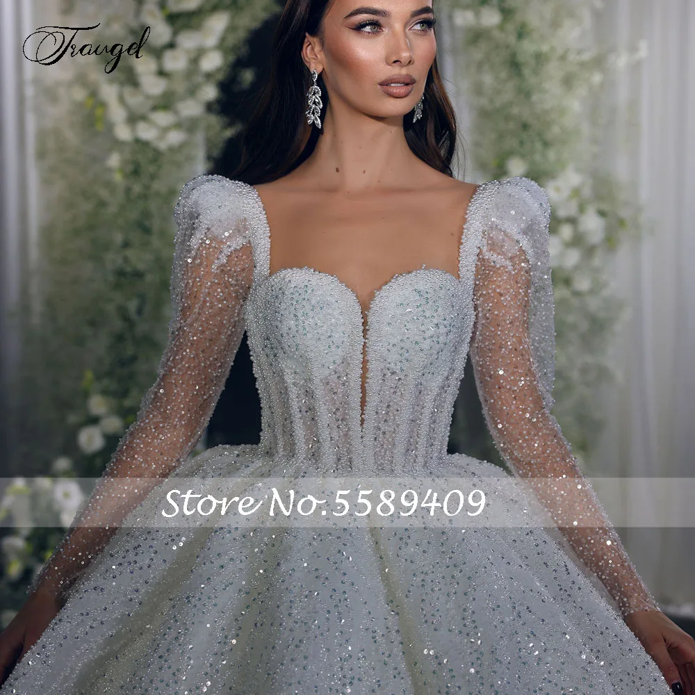 Customized Scalloped Ball Gown Royal Wedding Dresses Lace Sequined Elegant Vestido De Novia For Women Exquisite Robe De Mariee image 2