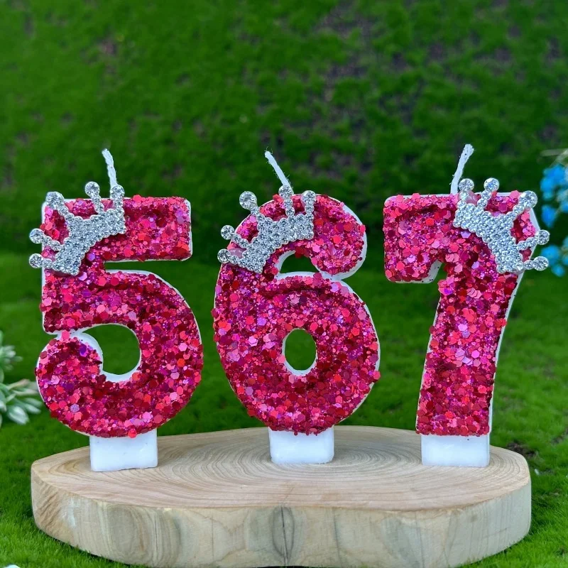 Birthday Number Candles Cake Decoration Chinese New Year Celebration Birthday Candles Rose Red Crowns Wedding Gifts Boys Girls