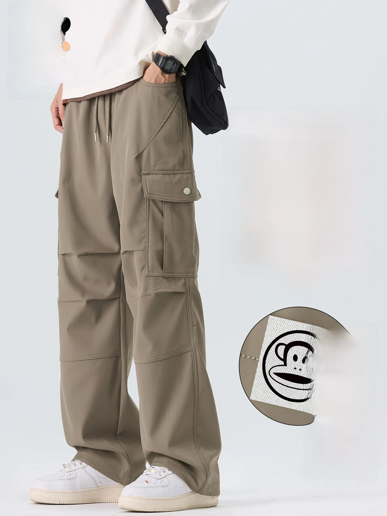 

Мужские повседневные брюки Paul Frank с флисовой подкладкой, прямого кроя, утепленные, свободные, зимние, новые, в стиле карго, со средней посадкой