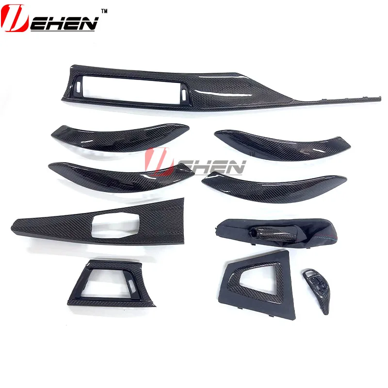 

10 шт. настоящий сухой и влажный карбон для BMW 3 4 серии F30 F32 F34 F80 F82 F83 Внутренние детали из настоящего углеродного волокна Декоративная крышка приборной панели