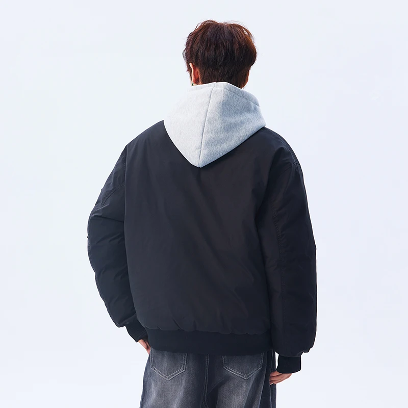 

Loose Fit Men's Cotton Jaet Warm Casual Zipper Baseball Collar Coat Trendy Color Youthful Sle Winter Outerwear