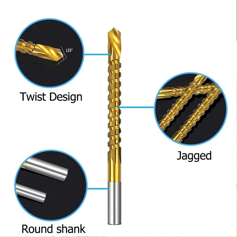 6 шт./компл. сверло с титановым покрытием, спиральное зубчатое пильное сверло, композитное сверло, спиральное сверло