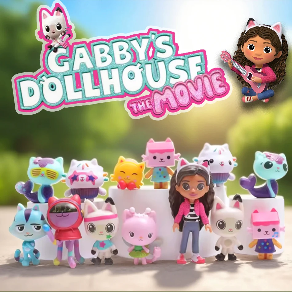 @ 13 Uds. Casa de muñecas Gabby figura de Anime juguete coche sonriente abrazo de gato muñeca de niña Gaby Mercat figura de acción de dibujos animados niños regalos de cumpleaños de Navidad