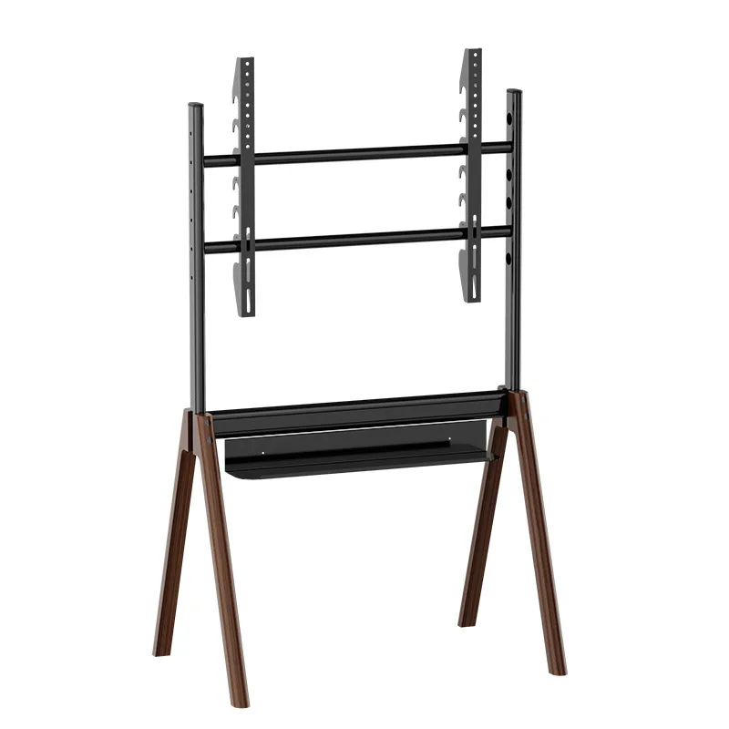 Solid Wood TV Bracket, Simple Art Floor TV Stand for Living Room Bedroom Exhibition Hall, Fits 55/65/75 Inch TV