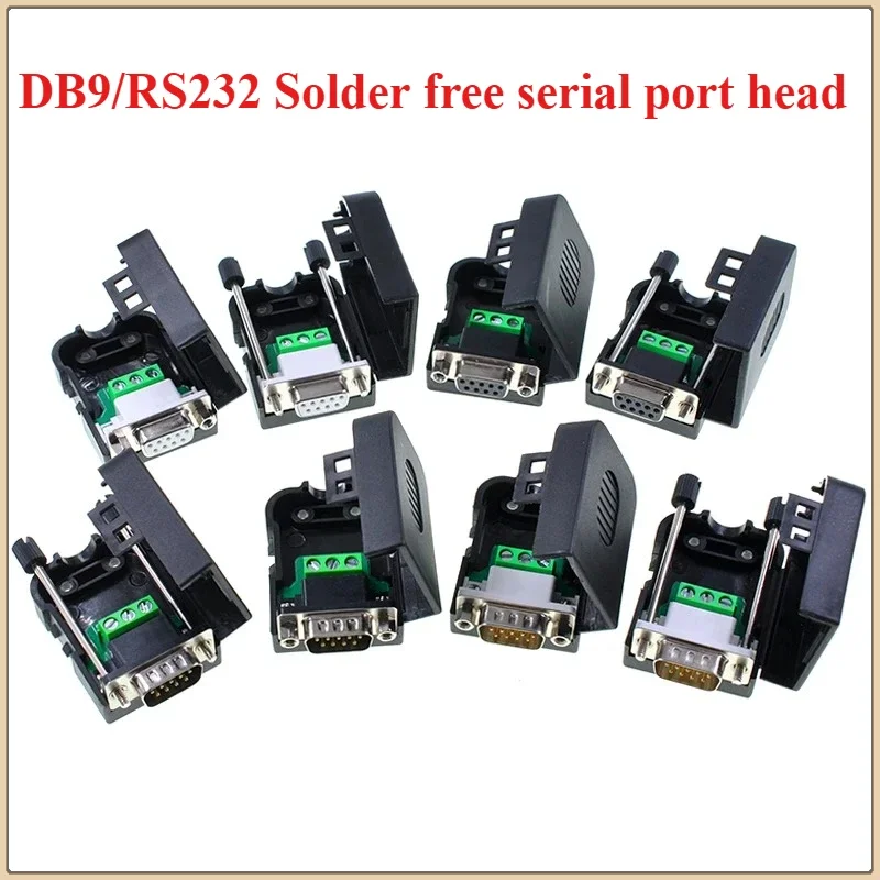 1PCS  RS232 DB9 Breakout Connector 9 Pin Male Female Terminals RS485 COM Plug D-SUB Terminals 21-24 AWG Wire Solderless Connecto