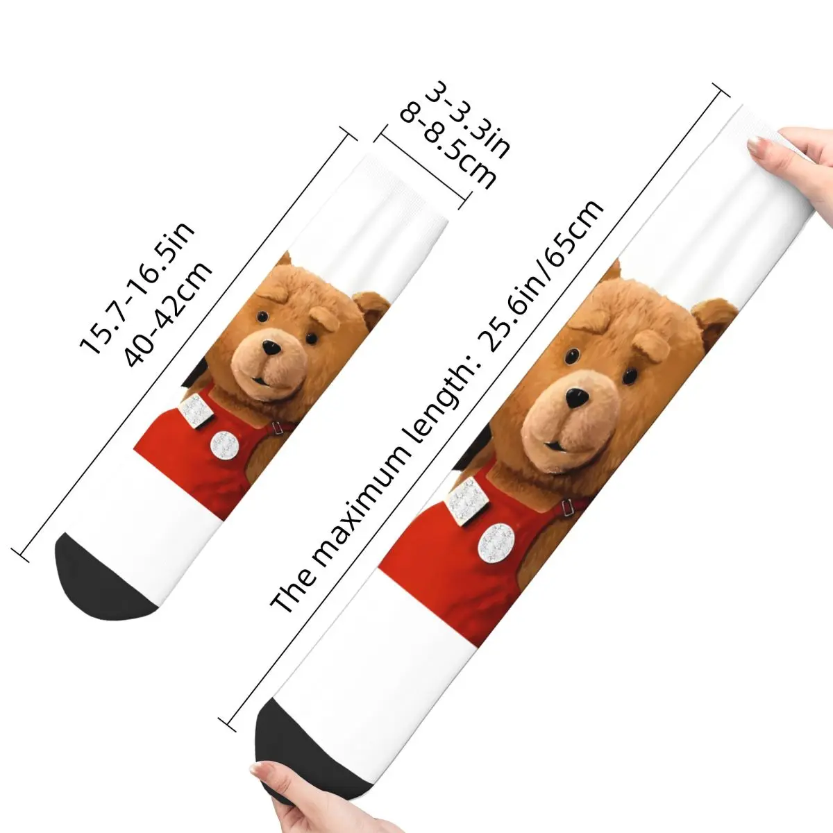 Happy Men's Socks Ted Is Waving Retro Teddy Bear Hip Hop Seamless Crew Sock Gift Pattern Printed