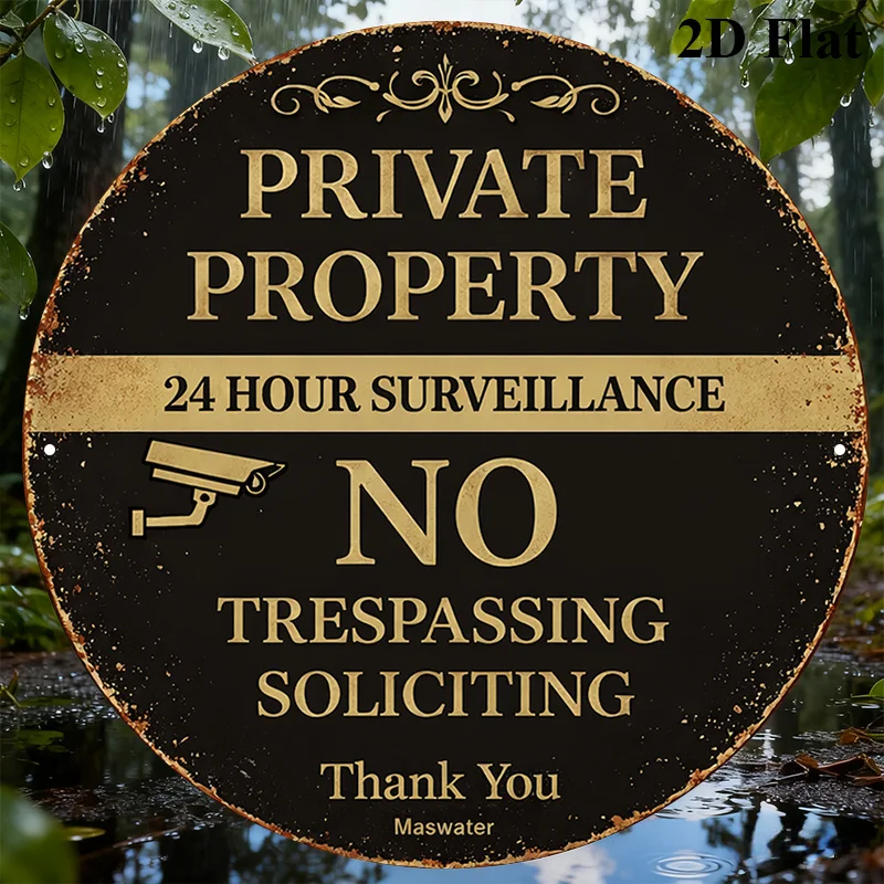 CIFBUY Vintage Aluminum Wall Art Waterproof Durable Private Property No Trespassing No Soliciting Porch Yard Garage Garden