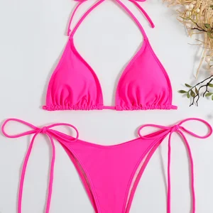 Weibliches Bad Bad Red Push-up Gehirn und Seitendreiecks-Charge, Micro sexy Bad mit Mangel, Sommerbad, Biquini, 2022 6 Hauptverkaufsbikini Red Dental - №2