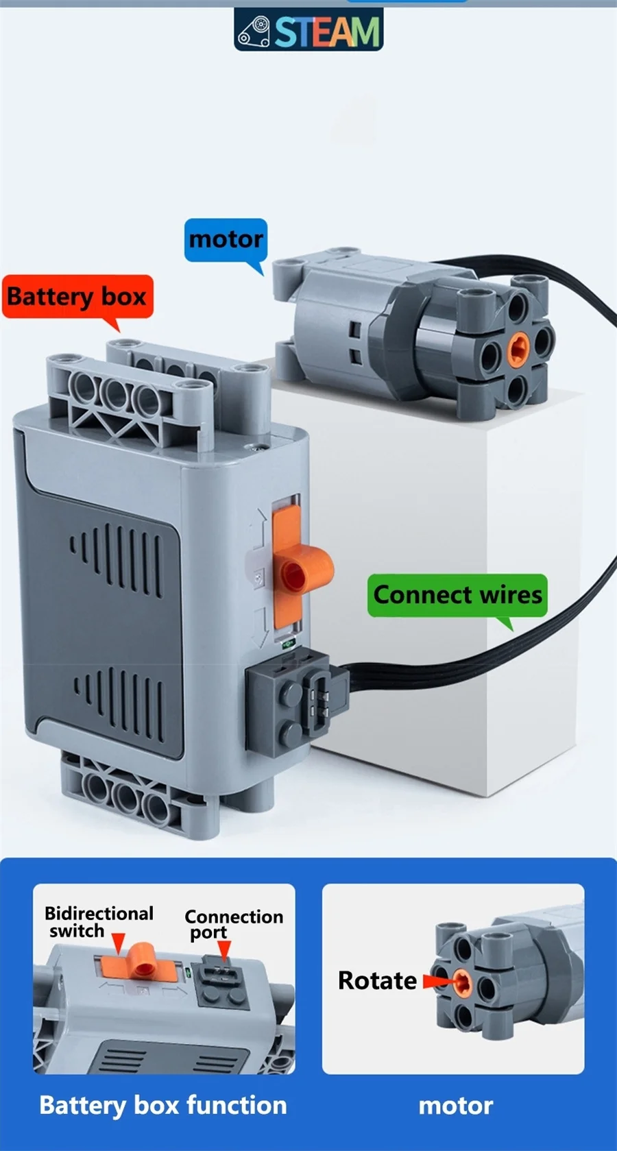 STEM Robotics Codierungsset, pädagogische elektrische Bausteine, Programmiermodell, DIY, technische MOC-Montagesteine, Geschenk für Kinder – Detail 5