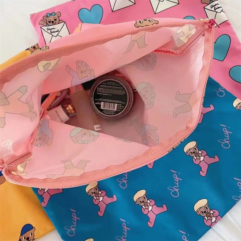 Kawaii Bear Female Makeup Bag Portable Travel Lipsticks Coins Pencil Zipper Bag Woman Bathroom Toiletry Organizer Pouch Gift