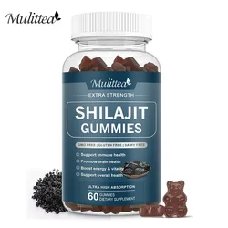 Mulittea Shilajit Supplement Gummies 85+ Trace Minerals Extra Strength Himalayan Resin for Energy Cognition and Immunity