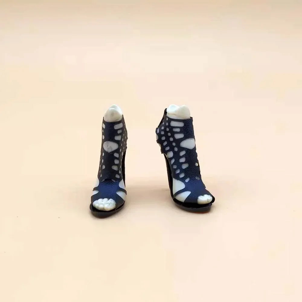 1/6  Black Sexy High-heel Shoes Sandals with Feet Model Fit for 12in Phicen Tbleague Pale Color Action Figure Dolls Collections