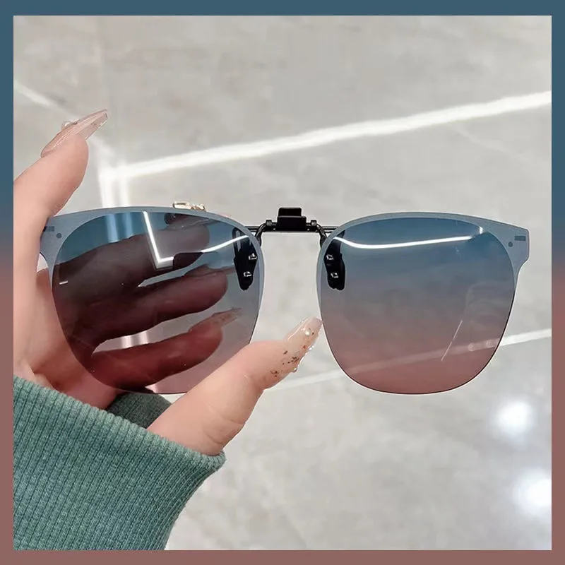 KLASSNUM Männer Clip Auf Sonnenbrille Polarisierte Flip up Gläser Frauen Gradienten Photochrome Anti UV400 Sonnenbrille Nachtsicht Brille – Detail 11