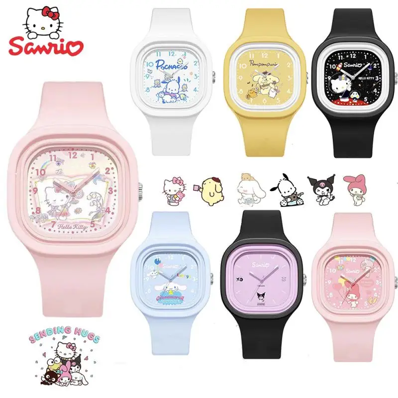 

Anime Sanrio Hello Kitty Watch Kuromi Cinnamoroll My Melody Pochacco Versatile Silicone Watch Children Birthday Watches Gifts