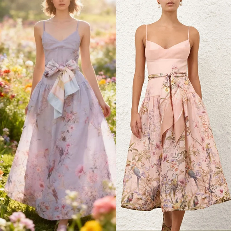 Puffy Dr Vaion Sle slim-fit jurk met hoge taille en print Fluwelen stof Svel verdikte zomer-lentejurk