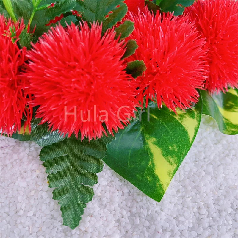 Classic Hawaiian Red Lehua & Leaf Hair Clips for Women Tropical Flower Headware Party Decorations Hula Dance Hair Accessories