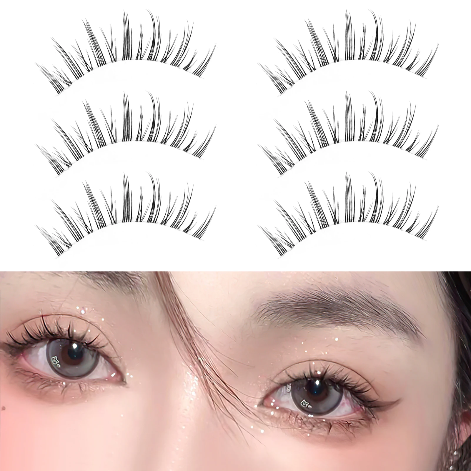 Auto-adesivo Strip Lashes para casamento, cílios postiços, alongamento Wispy, encaracolado, macio, suprimentos de maquiagem, 5 pares