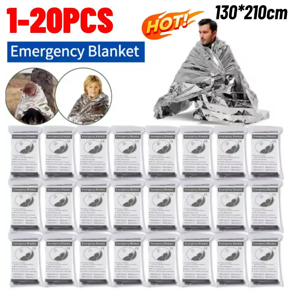 1-20 قطعة بطانية طوارئ في الهواء الطلق التنزه التخييم بقاء الإسعافات الأولية يندبروف العزل المنقذة للحياة احباط بطانية الإنقاذ الحراري #1