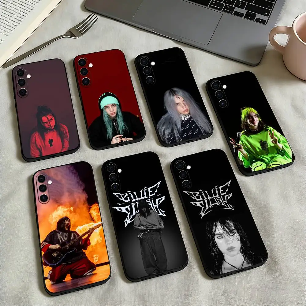 S-Singer B-Billie Eilish Phone Case Black Silicone Soft For Samsung Galaxy A73,A72,A71,A70,A53,A52,A51