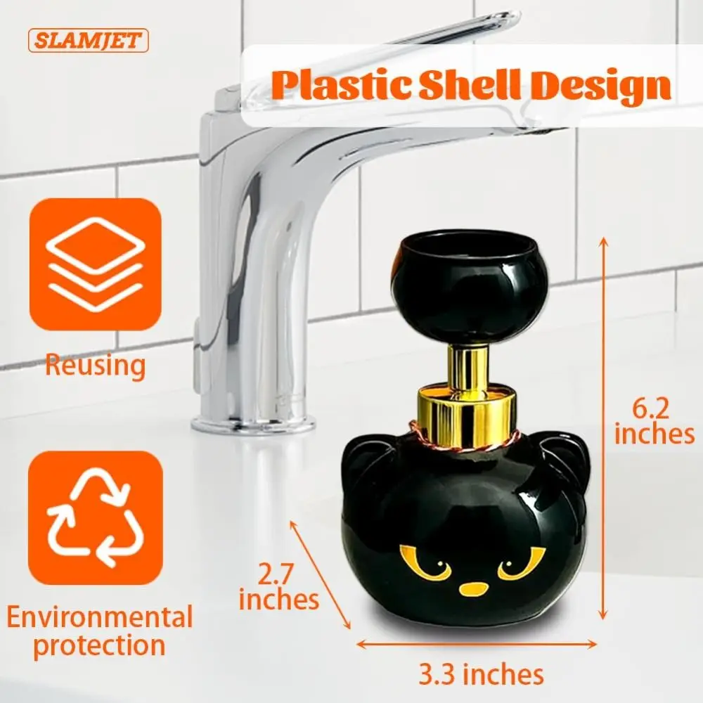 Large Capacity Cat Paw Foam Soap Dispenser Refillable Bubbles Soap Box Black Foaming Pump Bottles Paw-Shaped