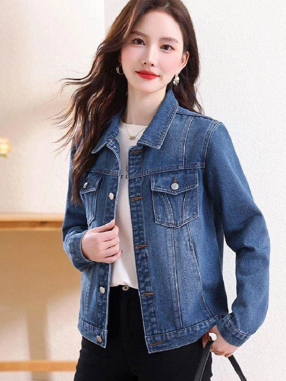 

Женская джинсовая куртка, повседневный ретро-гонконгский кардиган, топ, весна-осень 2023, новый дизайн, ветрозащитный, с застежкой на талии