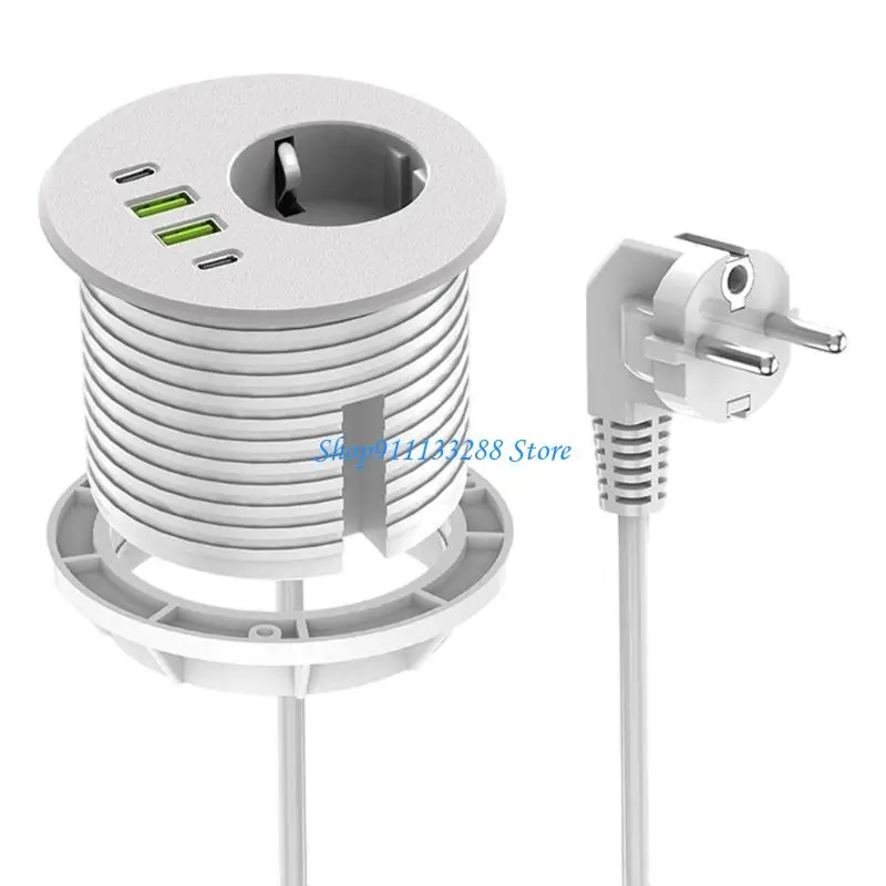 G88D Embedded Lock European Power Outlet Power Strips With 1 Schuko 4 USB Port 65W