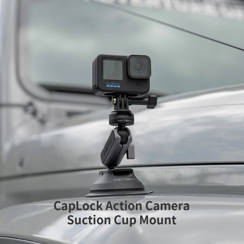 PGYTECH CapLock Suction Cup Car Mount 360° Rotation For DJI OSMO Action POCKET 3 Gopro12 10 9 With 1/4 Standard Adapter