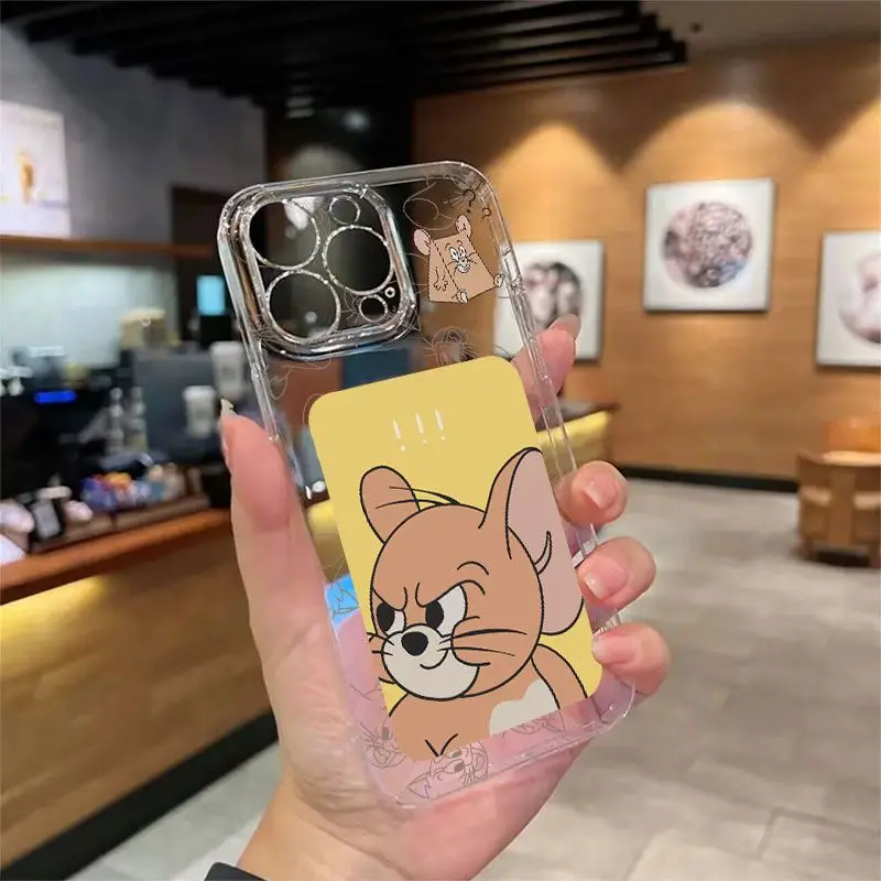 Tom And Jerry Question Cartoon  Phone Case For iPhone 16 15 14 13 12 11 Pro Max XS Max XR 78Plus MINI Y2K Transparent Back Cover