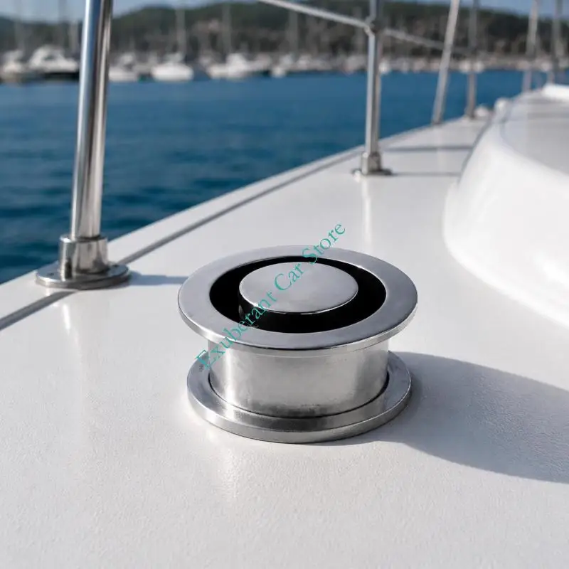 Marine Vent Cap 316 Stainless Steel Boat Vent Cover with Polished Finish, Round Wide Flange and Threaded Stem Body