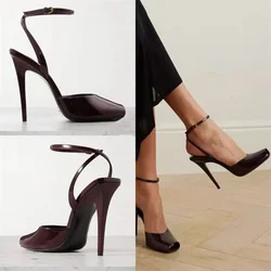 2025 Women's Slim High-heeled Buckle Sandals with Exposed Toes, European and American Sexy Nightclub High-end Runway Sandals