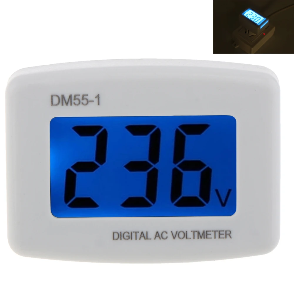 

AC 80V-300V Voltage Meter Volt Meter Blue LCD Digital Display Light Voltmeter Testers Measurement Instrument Tools EU Plug