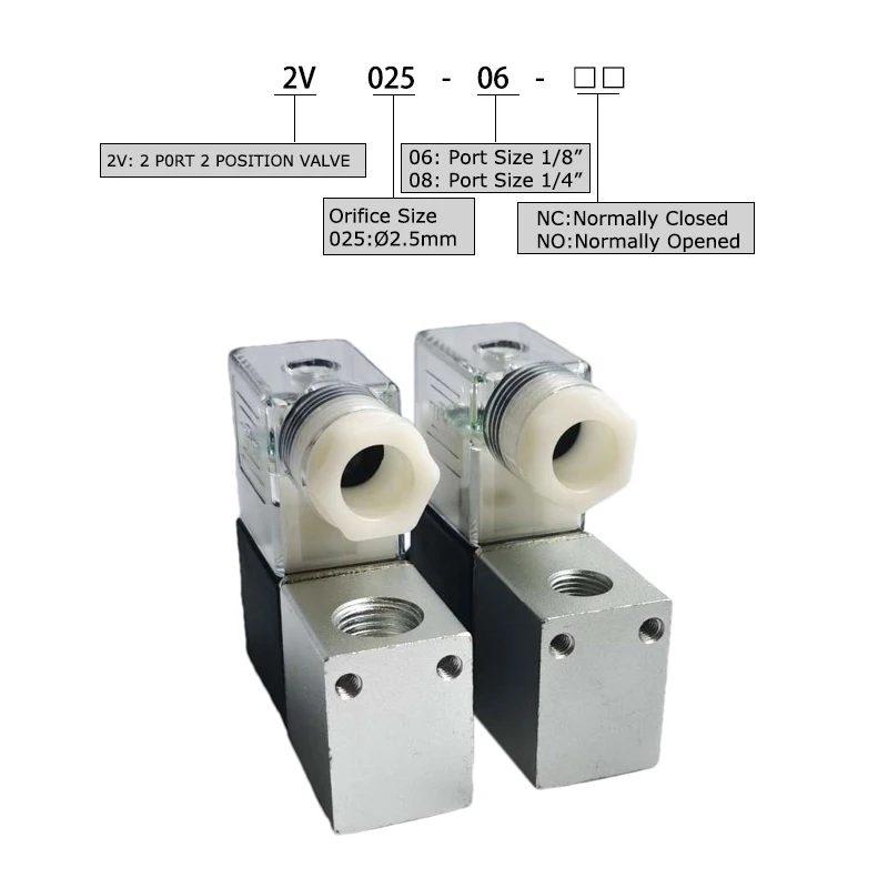 2v025-08 2V025-06 Air Solenoid Valve normally closed 12V 24V 110V 220V  Control Valves