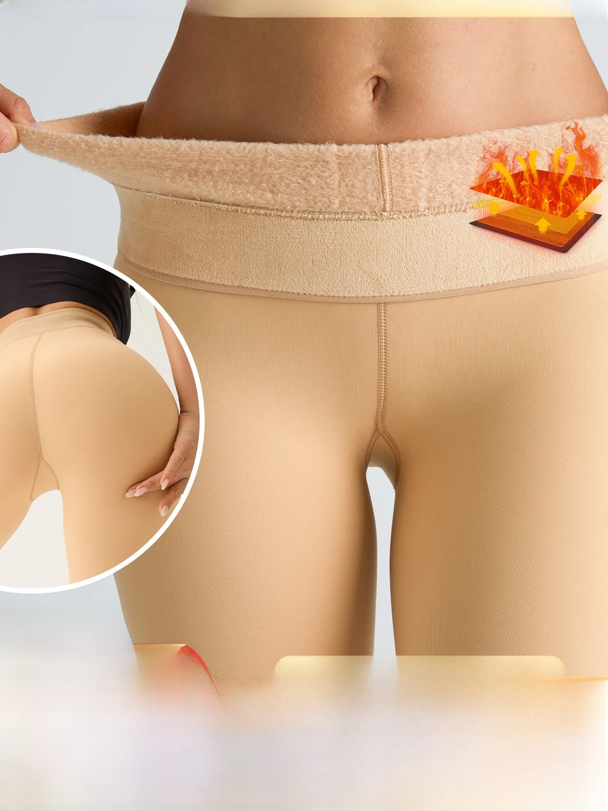 سراويل ضيقة مخملية كبيرة جدًا دافئة بطبقة أساسية ممتدة سراويل نسائية ربيعية طويلة مادة أخرى 00%