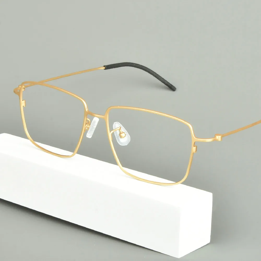 Handmade Pure Titanium Square Men Glasses Frame Businese Big Rim Fashion Optical Eyeglasses Progressive Prescription Spectacles