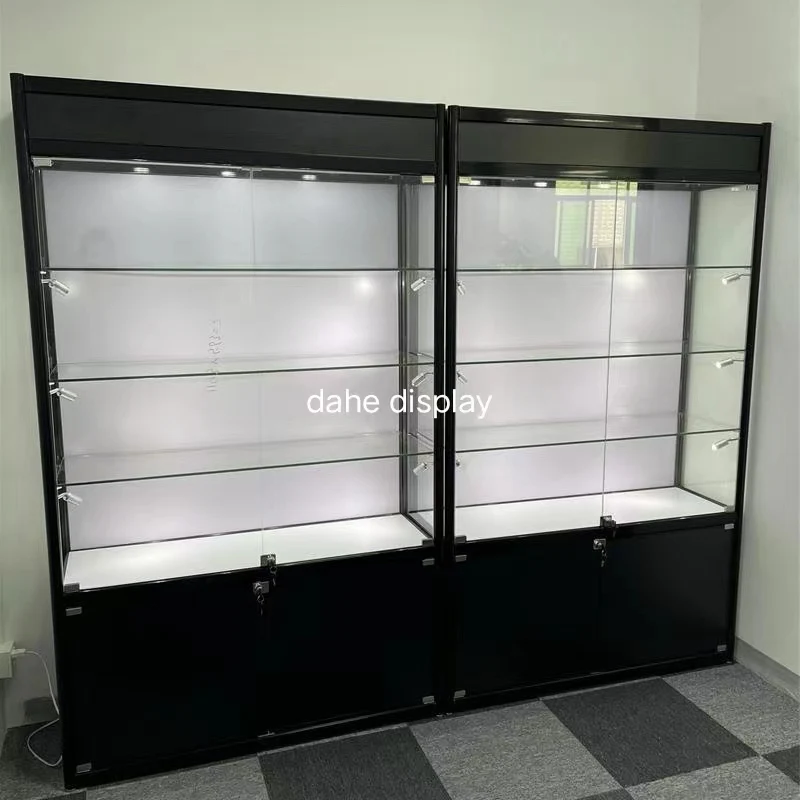 

High quality glass display showcase cabinet with led light lockable smoking shop display cabinet cheap display cabinet