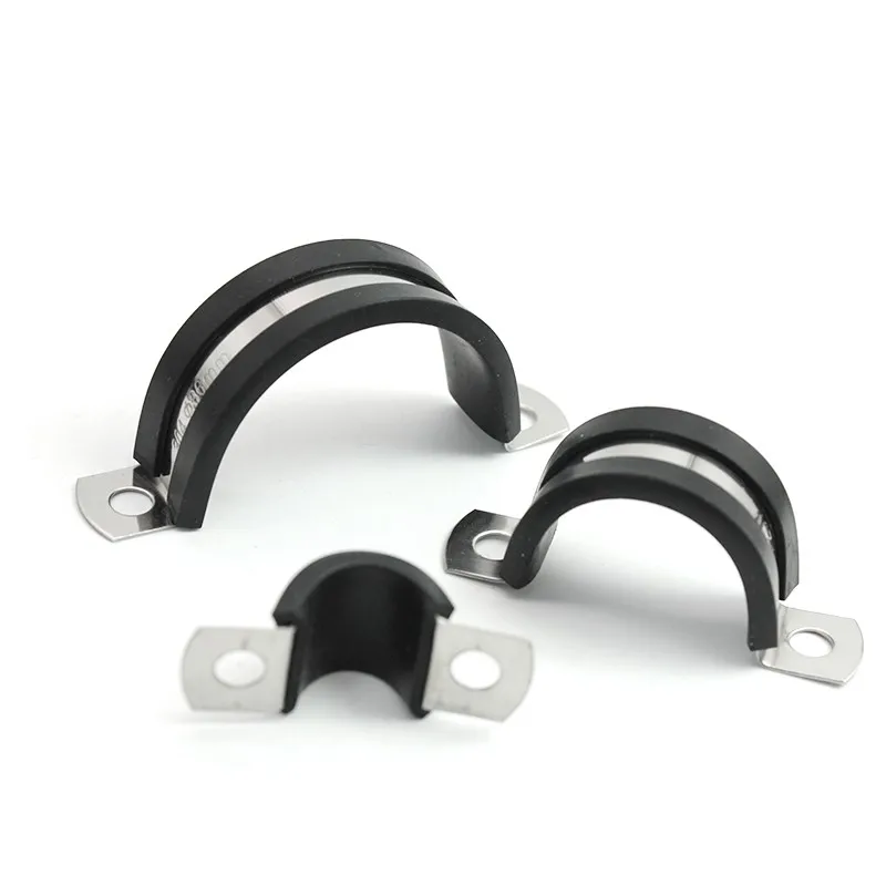 2Pcs 10-50MM 304 Stainless Steel Rubber Lined U Clips Cable Mounting Hose Pipe Clamp Mikalor