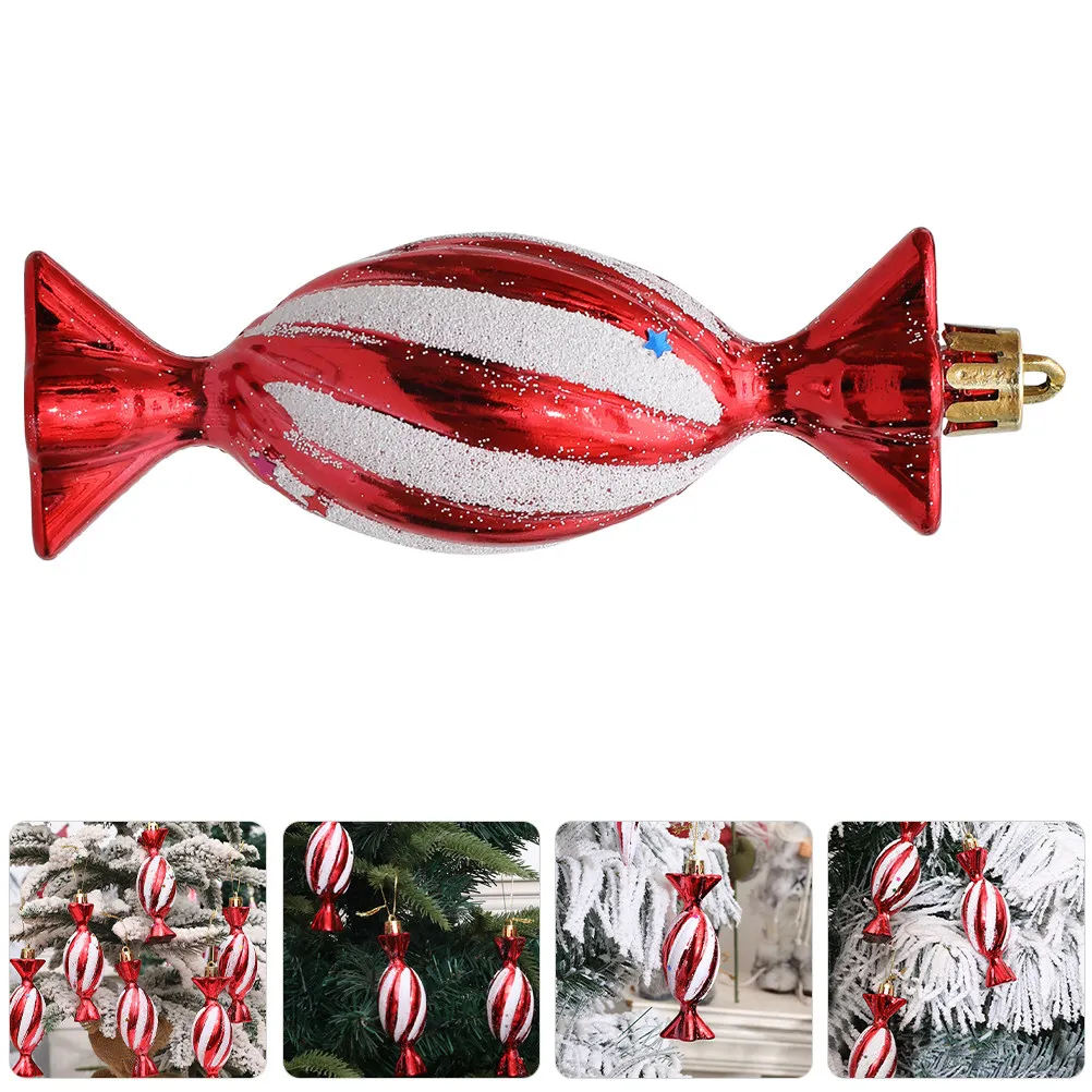 6Pcs Christmas Candy Pendant Decoration Reusable Non Deformable Candy Ornaments for Tree Dorm Party Photo Prop Xmas Hanging