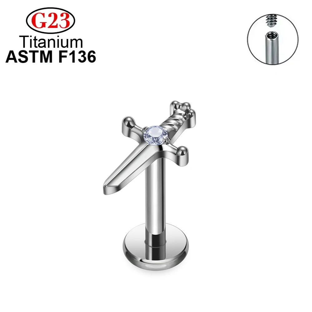 ASTM F136 Titanium CZ Cross Stud Earrings