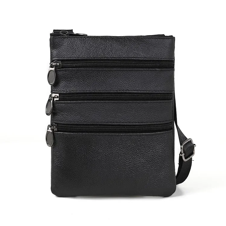 Genuine Cow Leather Men Business Messenger Bag Zipper Design Solid Crossbody Bags Mens Large Capacity Black Shoulder Bag for Man