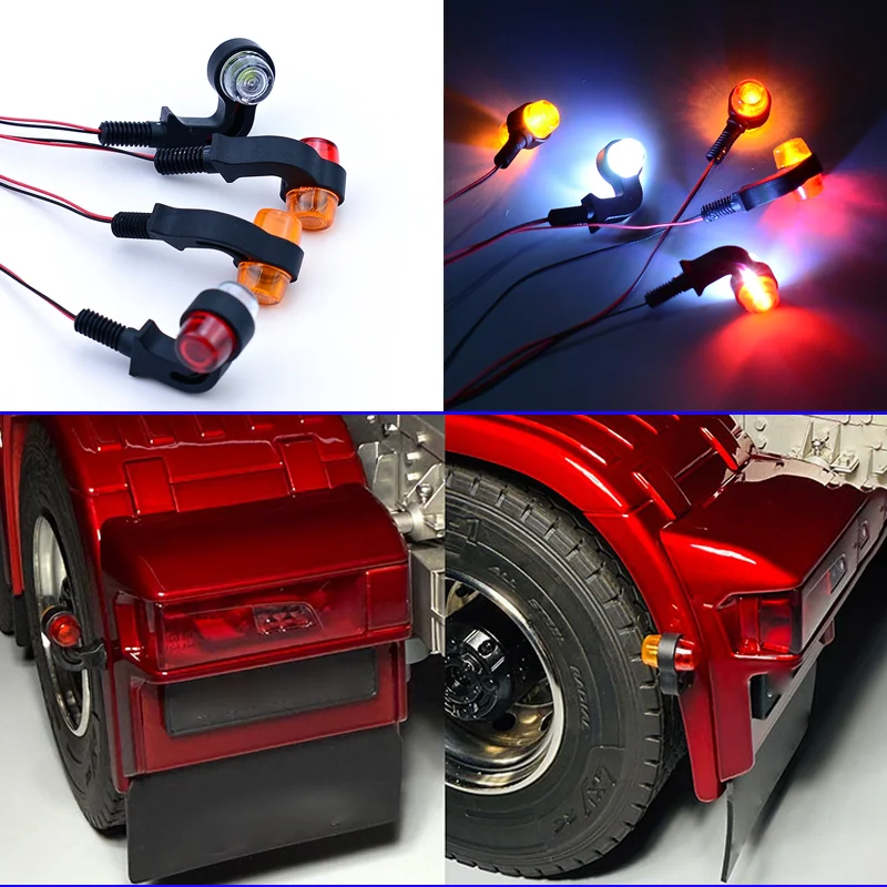 Simulation LED Straight/curved Elbow Marker Light for Tamiya 1/14 RC Truck for SCANIA 770S R620 for Volvo FH16 for ACTROS 3363