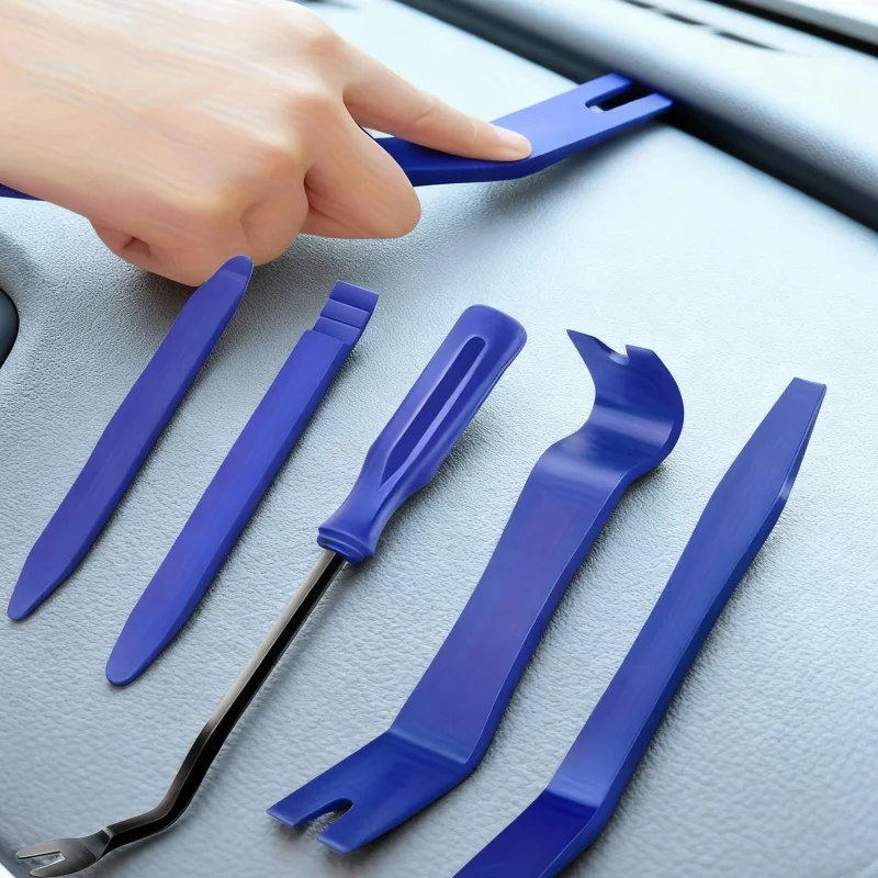 

2/4 Set of Five-Piece Blue Car Disassembly Tools, Essential Practical Tool Set for Auto Repair, Including Screwdrivers, Interior Panel Removal Tools, Audio and Navigation Clips, Bridge Plate Pry Bars