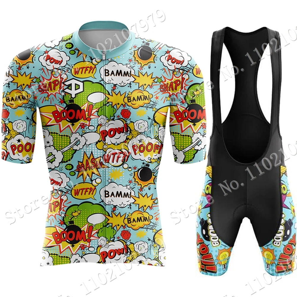 2024 Cartoon Comic Cycling Jersey Set Men Summer Boom Clothing Road Bike Shirts Suit Bicycle Bib Shorts MTB Ropa Maillot