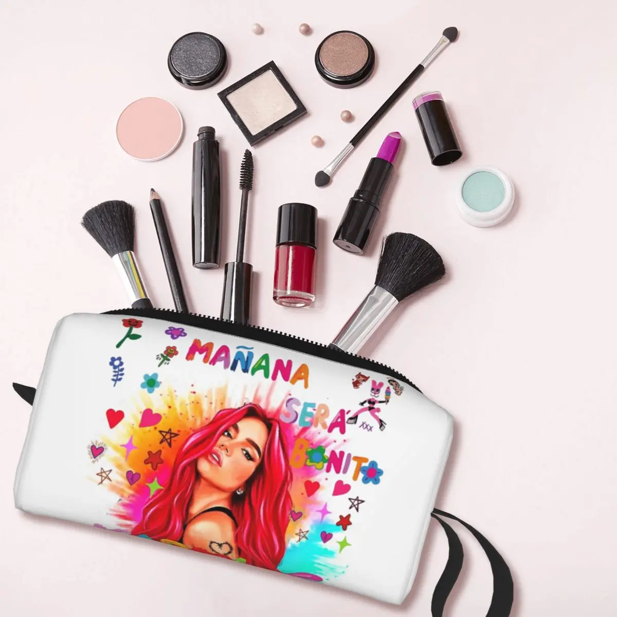 Karol G Bichota Music Singer Makeup Bag Pouch Cosmetic Bag Travel Toiletry Small Makeup Pouch Storage Purse Men Women